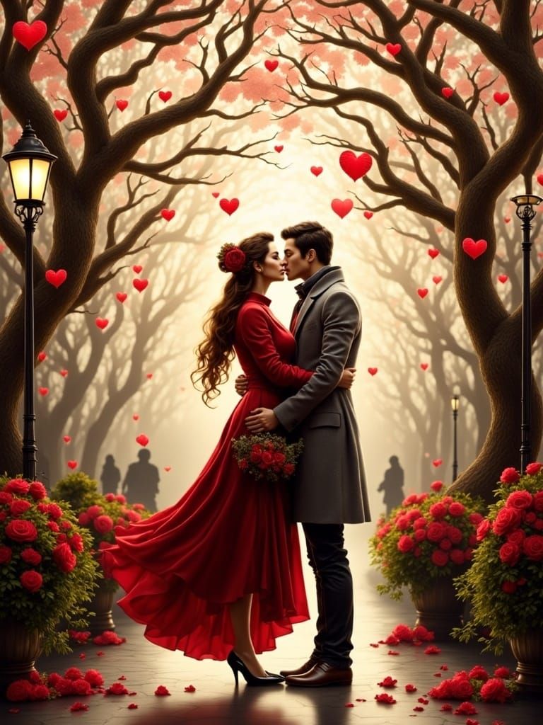 Steampunk Couple Bask in Golden Love