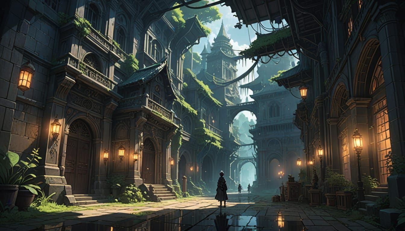 Luminous Anime Concept Art in Dark Fantasy Realm