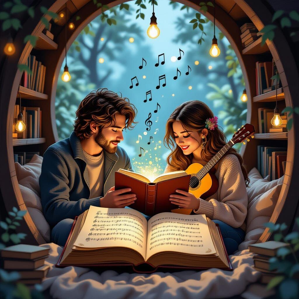 Musical Alcove: A Whimsical Fantasy Scene