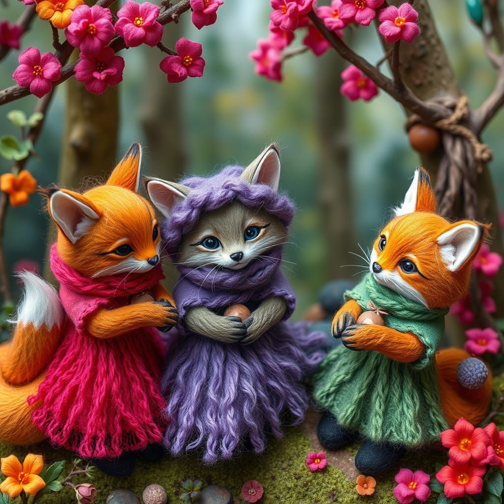 Felted Friends Fluffy Furry Fierce Fun Feline Foxes Forest
