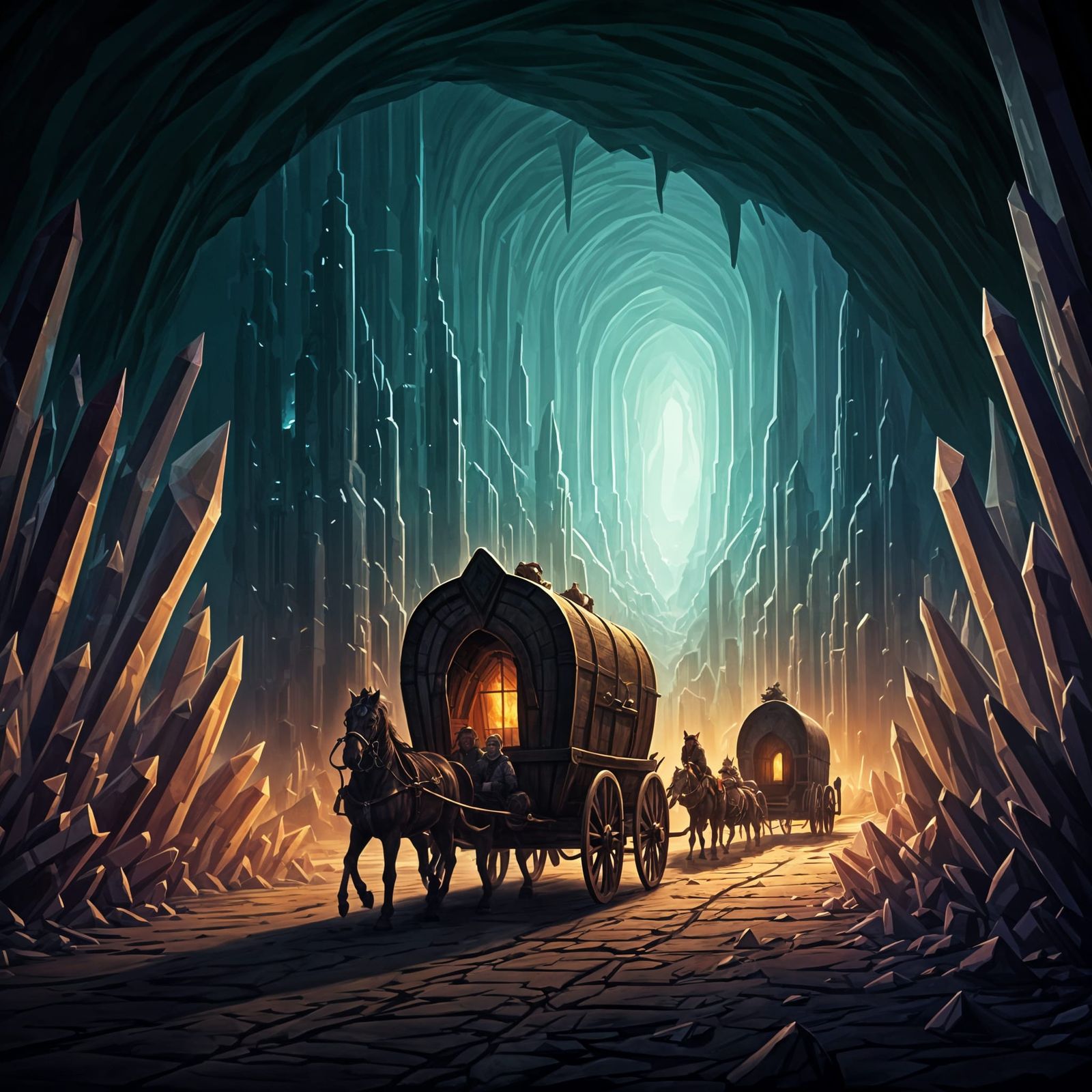 Underdark Merchant Caravan Fantasy Art