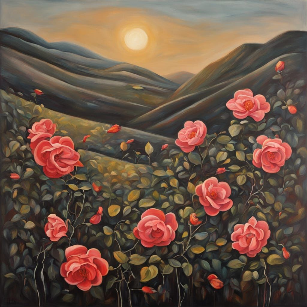 Surreal Wild Roses Bloom Across Rolling Hills