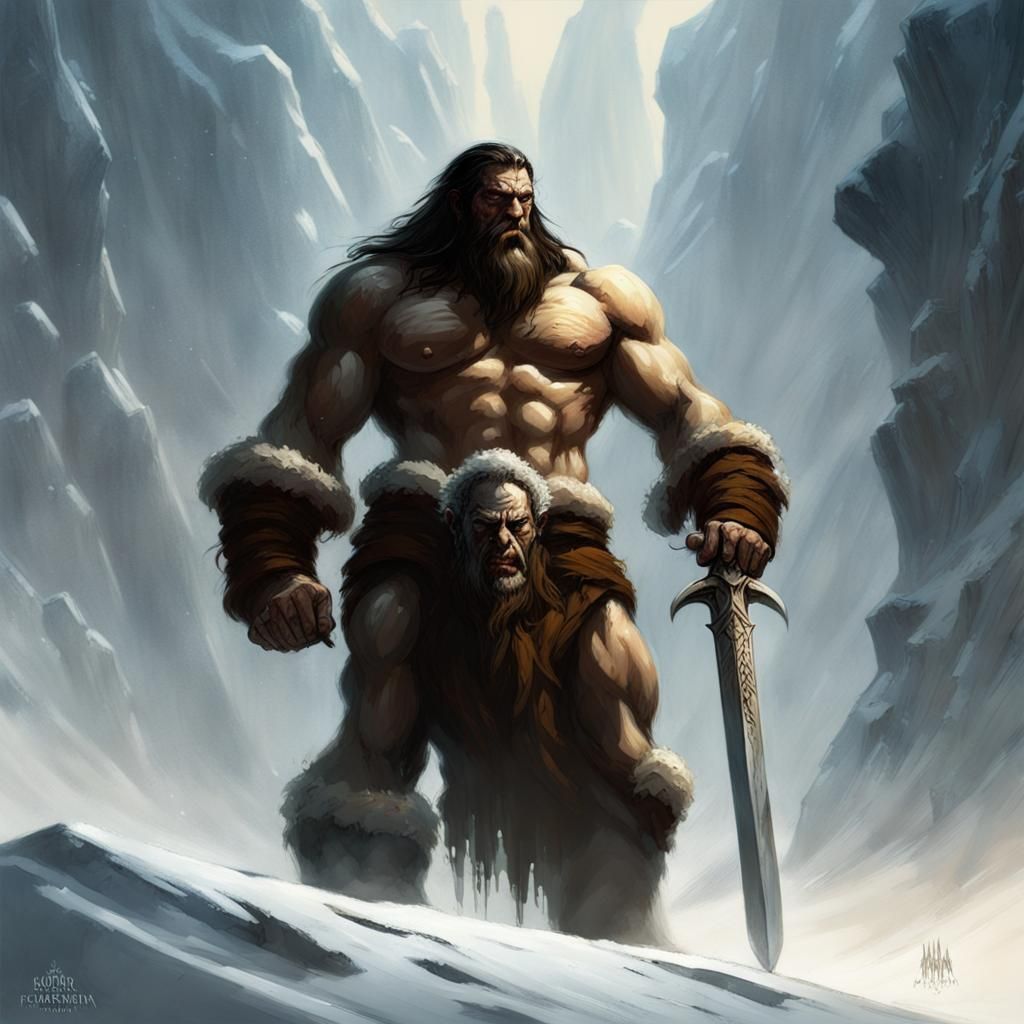 Ymir Invocation: A Frank Frazetta-Style Digital Painting