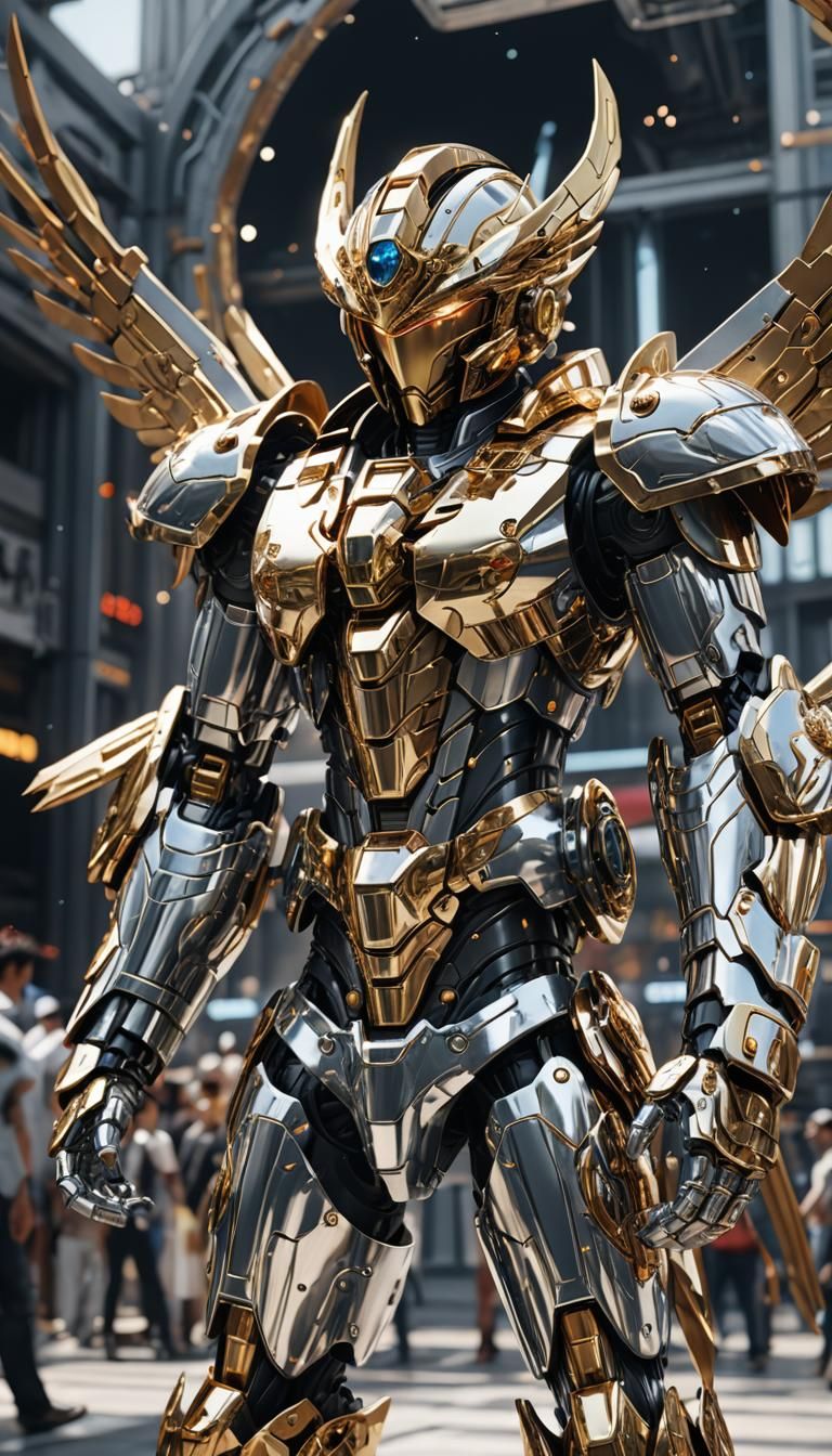 Futuristic Pegasus Seiya in Polished Metal