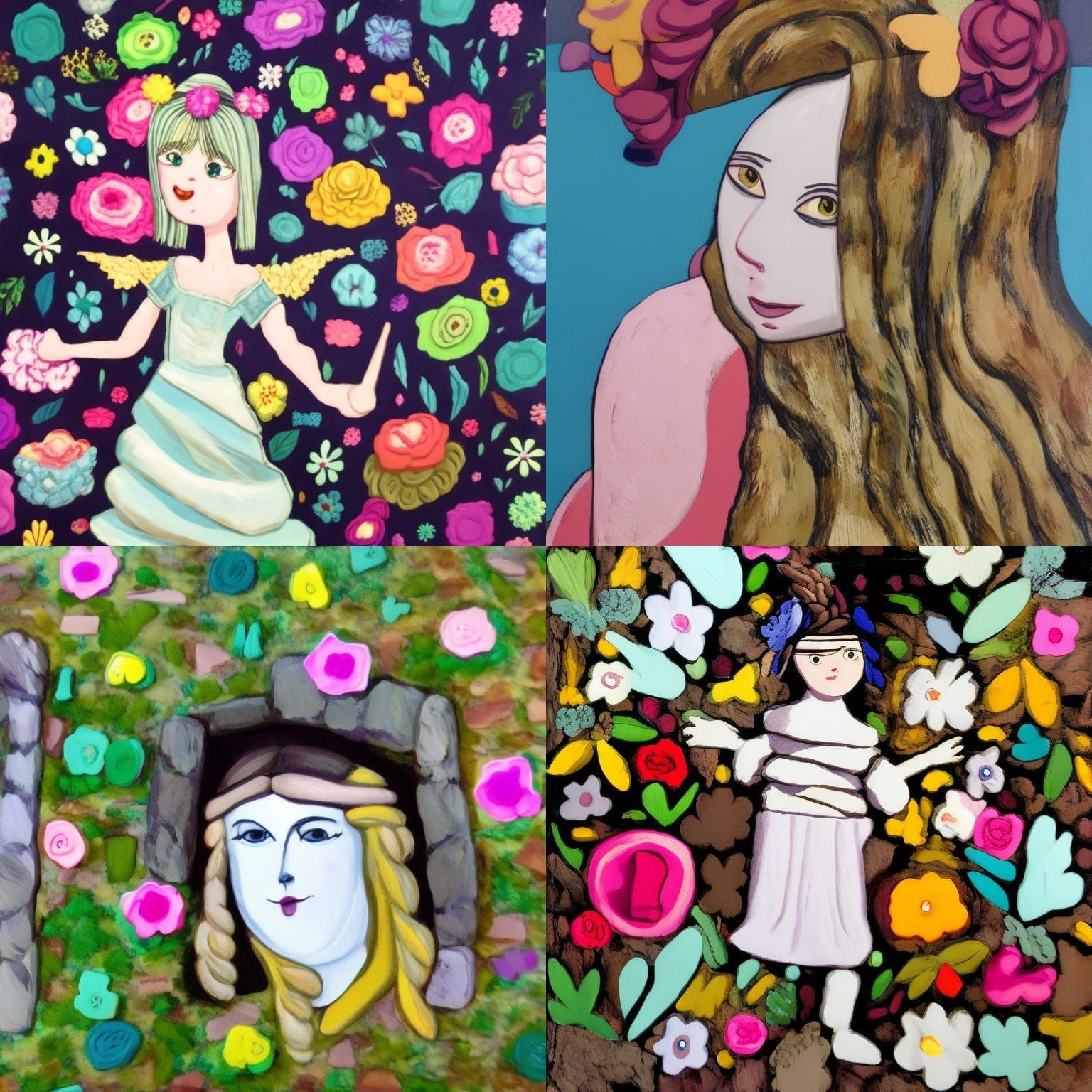 Fairycore Girl with Wolf Ears in Lush Meadow