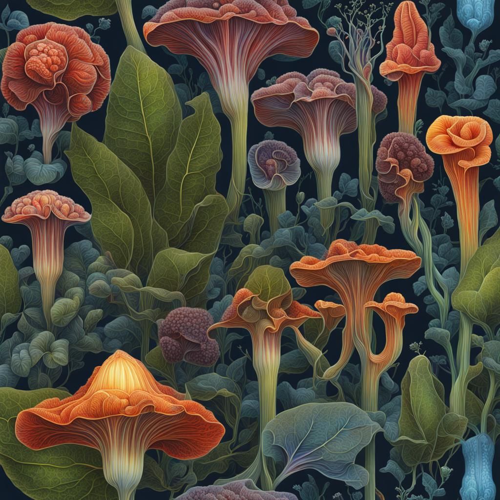 Bioluminescent Titan Arum: Detailed Botanical Illustration