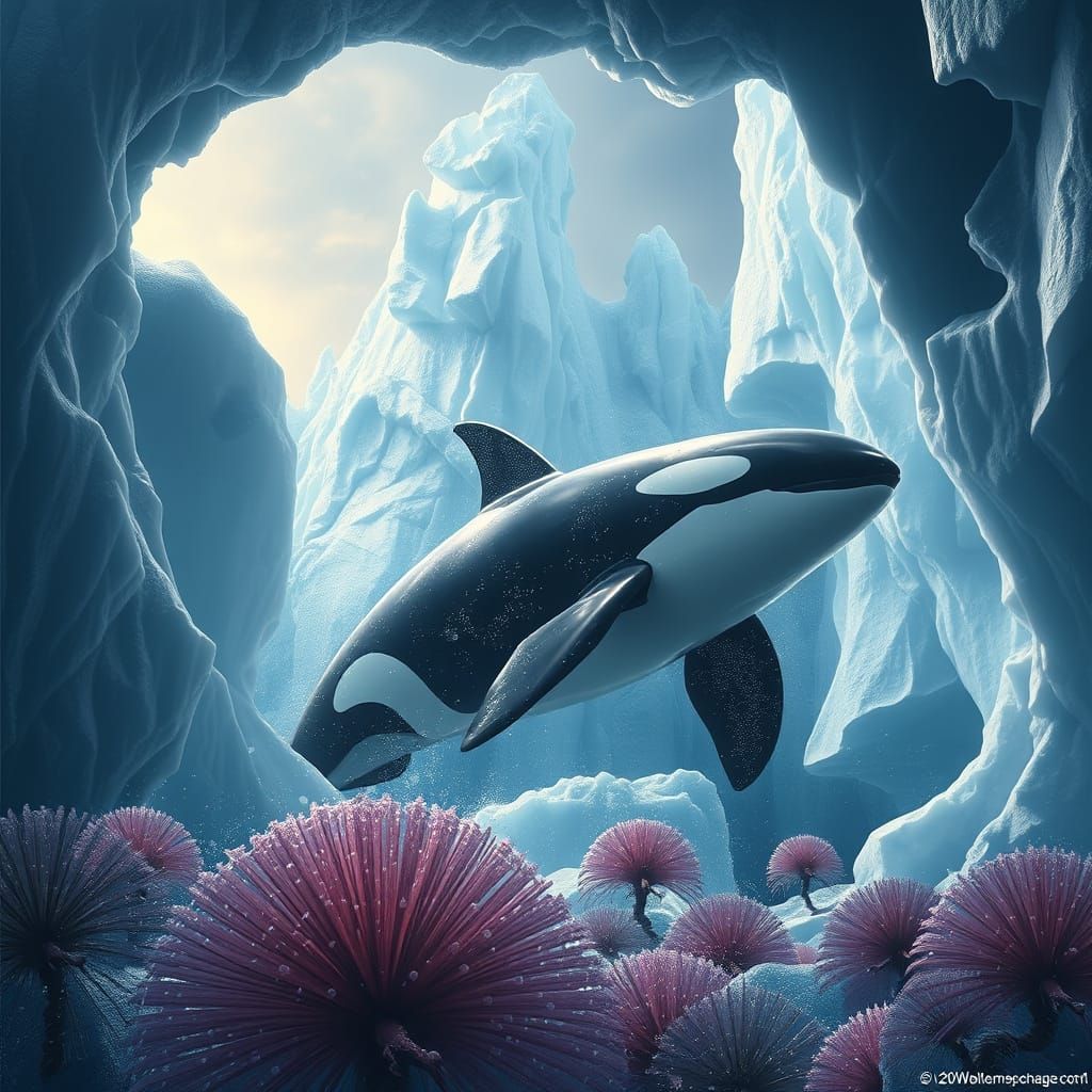 Majestic Orca Frozen in Crystal Ice