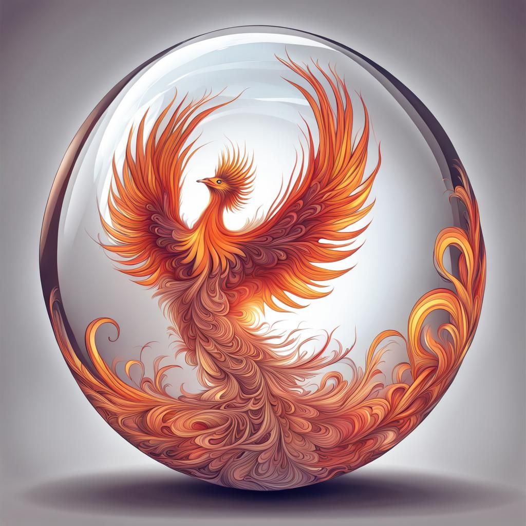 A phoenix inside a crystal ball. 8