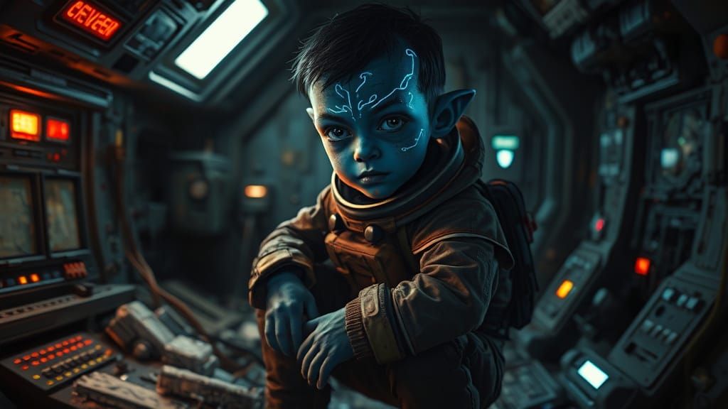 Velanyx Child in Derelict Spaceship: Cinematic Sci-Fi