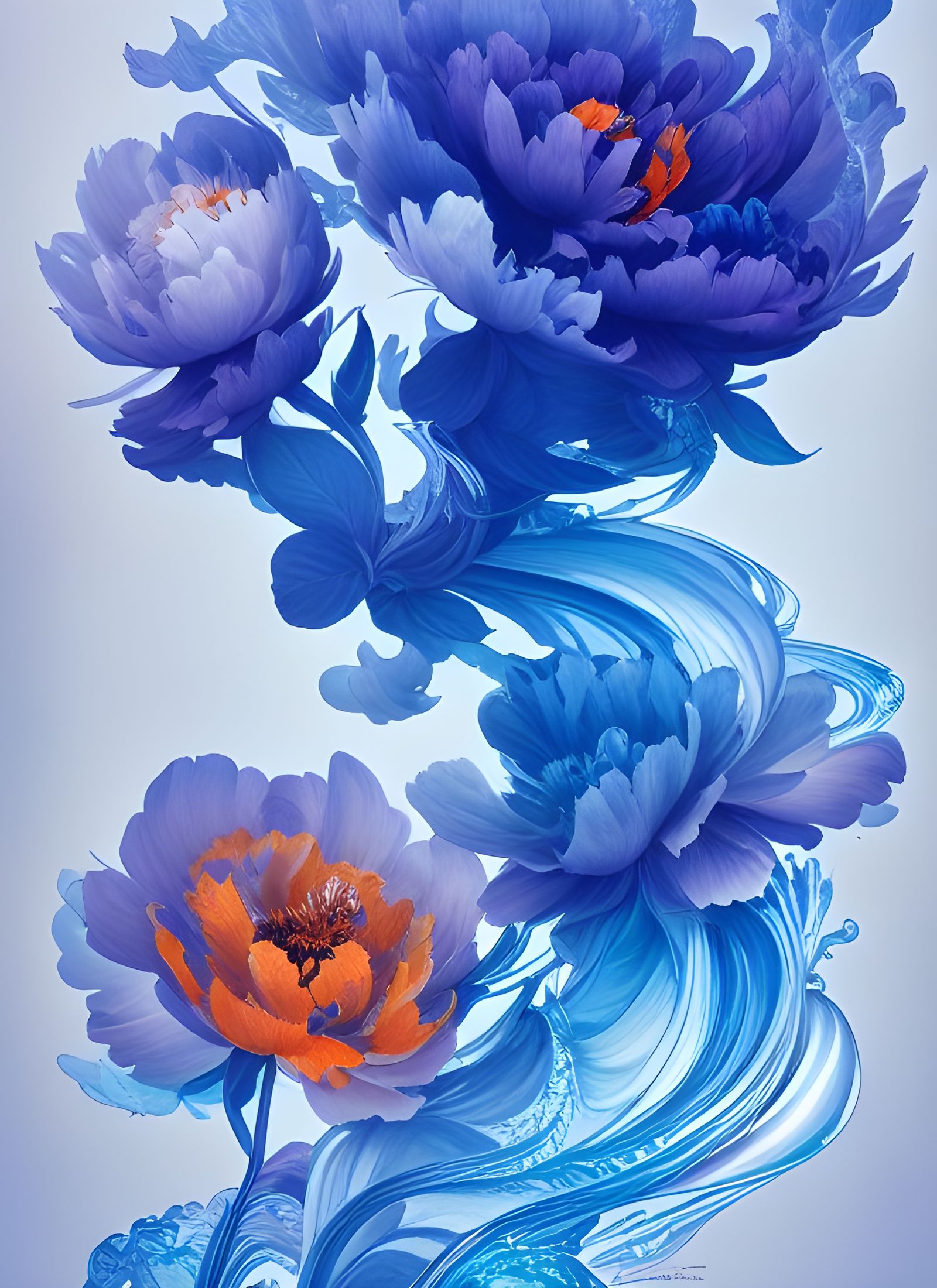 Floral Winds: Transparent Ink Poster Art