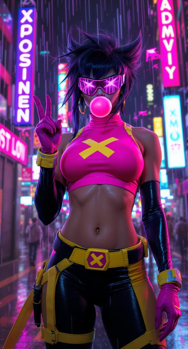 Jubilee from X-Men in Explosive Comic-Book Style