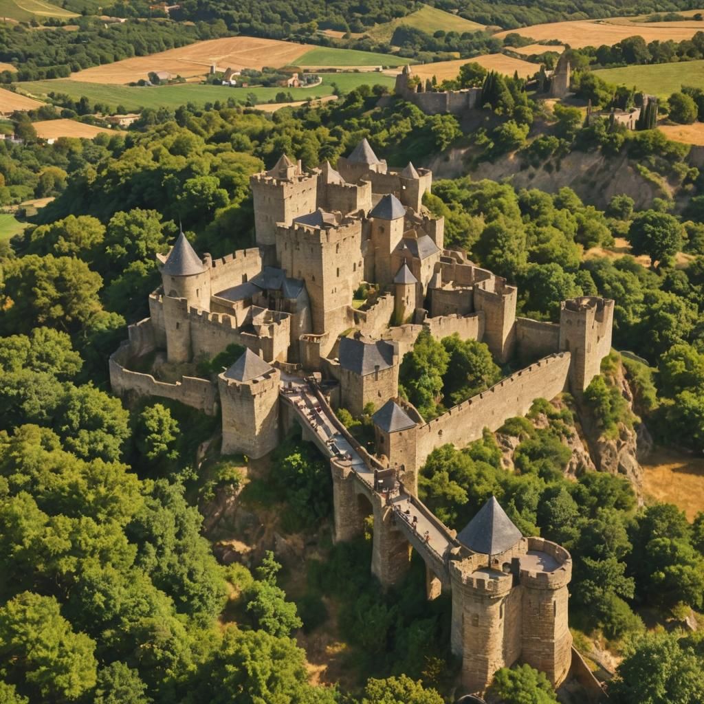 Carcassonne Fortress in Fauvist Digital Art