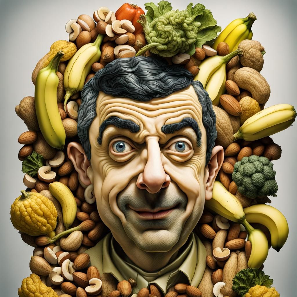 Mr. Bean Vegetable Humanoid Portrait in Digital Art Style