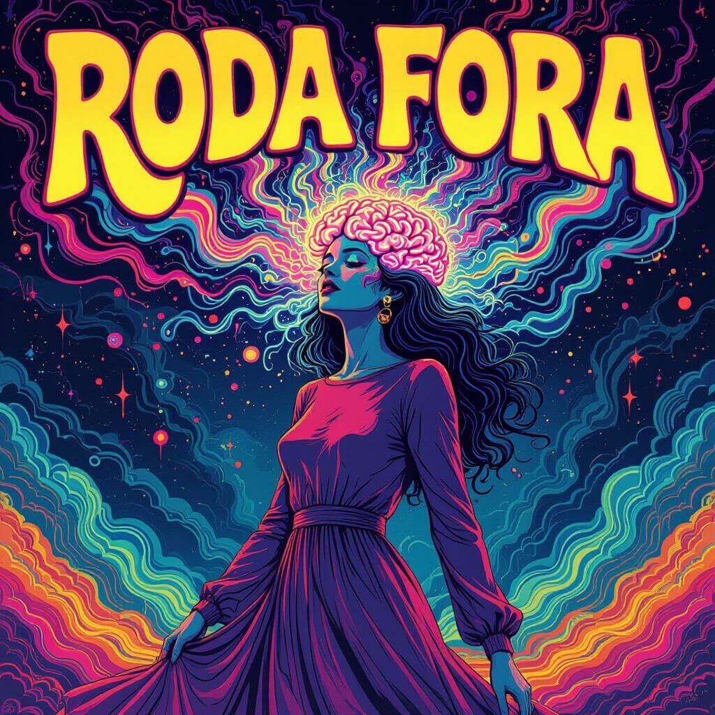 Psychedelic Lady's Exploding Brain Poster