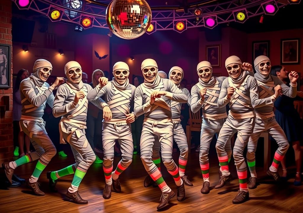 Mummies Dancing at a Sock Hop Party