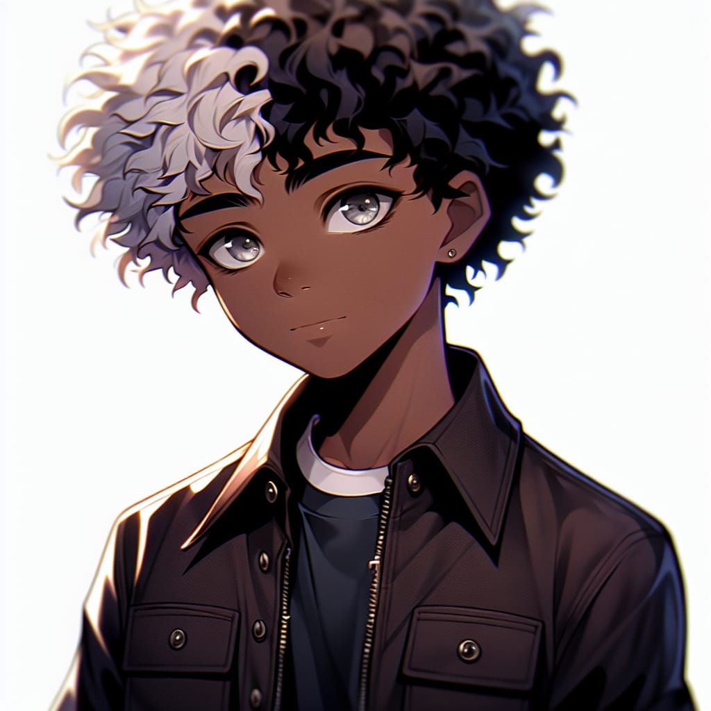 Anime Style Portrait of Boy with White Hair