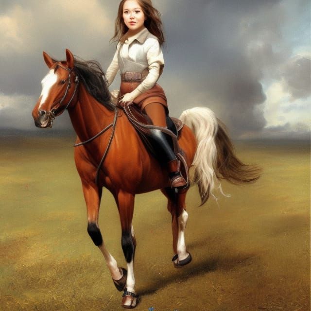 Girl on Horse in a Fantasy Landscape