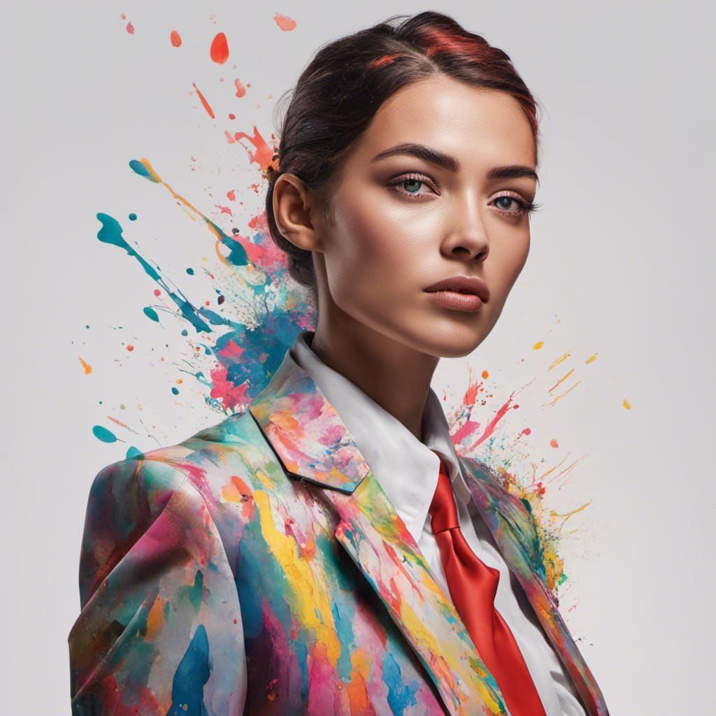 Hyperrealistic Woman in Suit Portrait