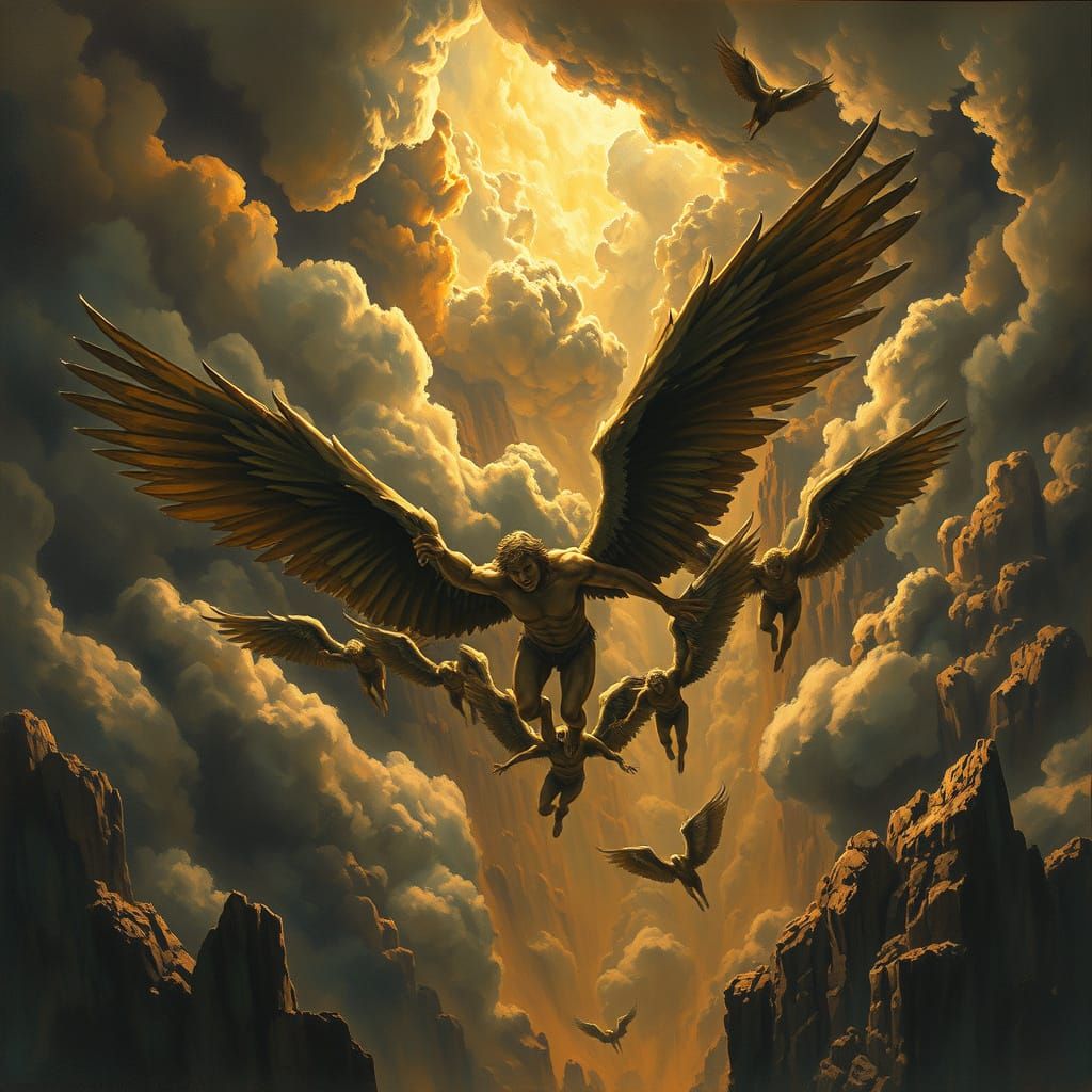 Rebel Angels Fall in Dramatic Fantasy Art Style