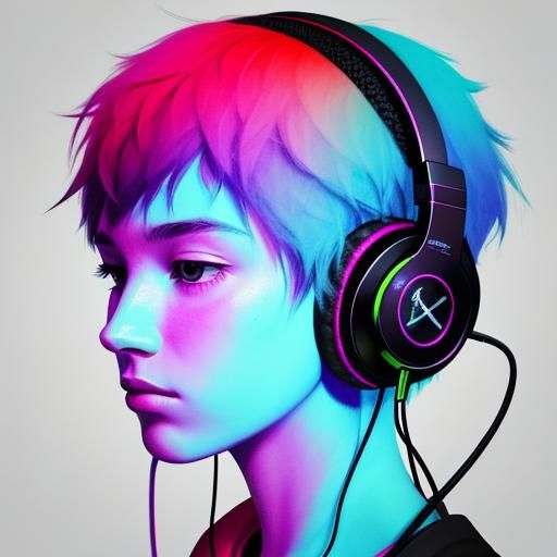 Abstract Person Listening to Lofi Music with Headphones