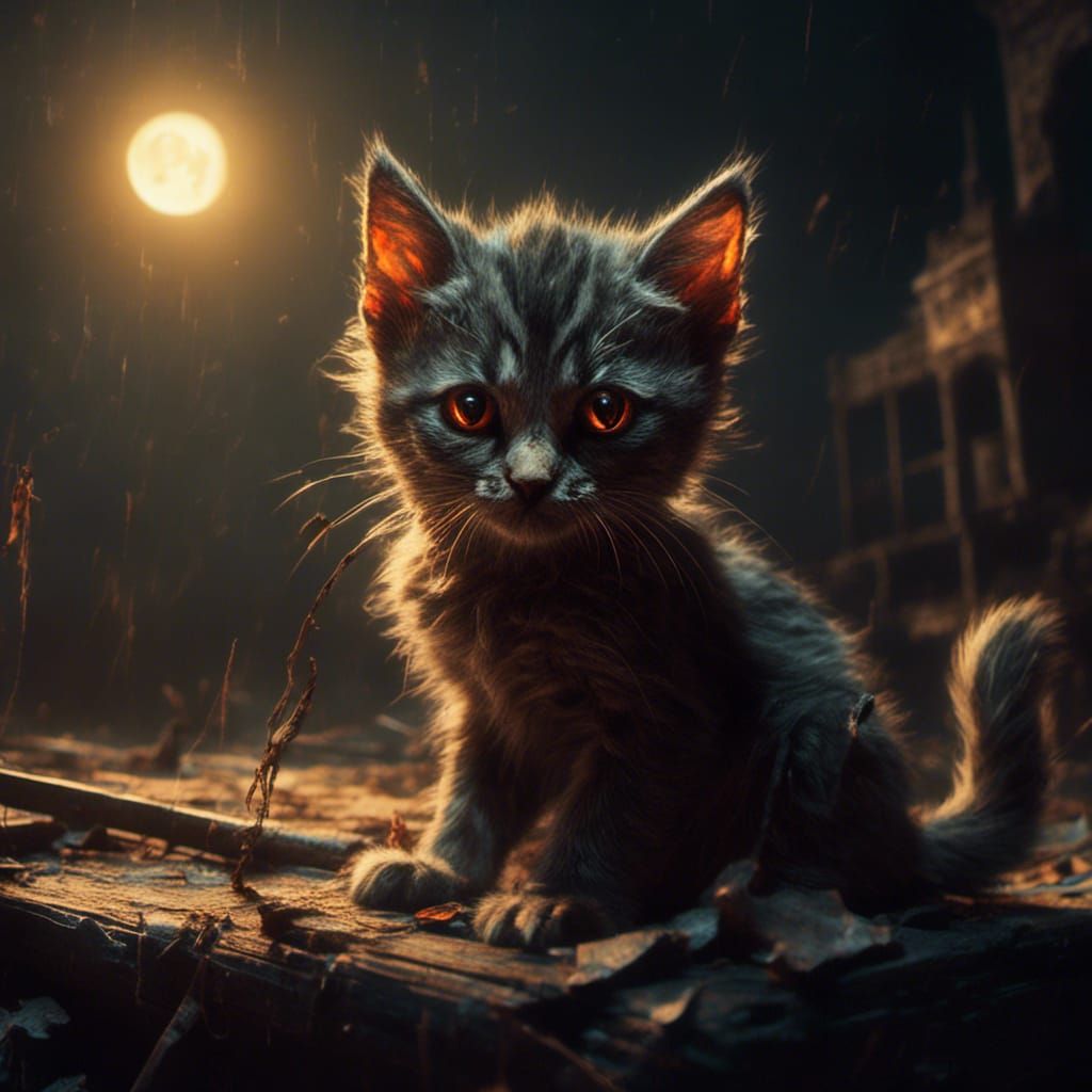 Glowing-Eyed Kitten on Friday the 13th