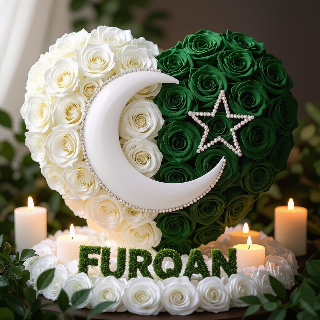 Heart-Shaped Rose Arrangement in Art Nouveau Style