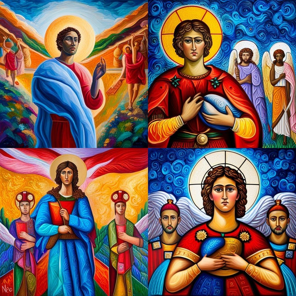 Saint Expedite Collaboration: Neo-Impressionist Oil Painting