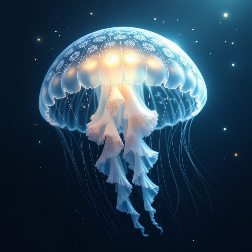 Luminescent Jellyfish Drifting Through Space