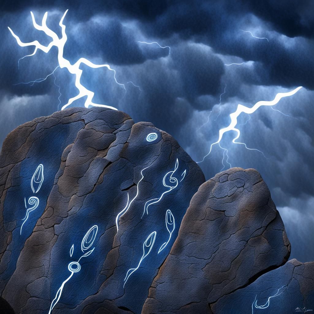 Wandjina Spirits in Aboriginal Rock Art Style