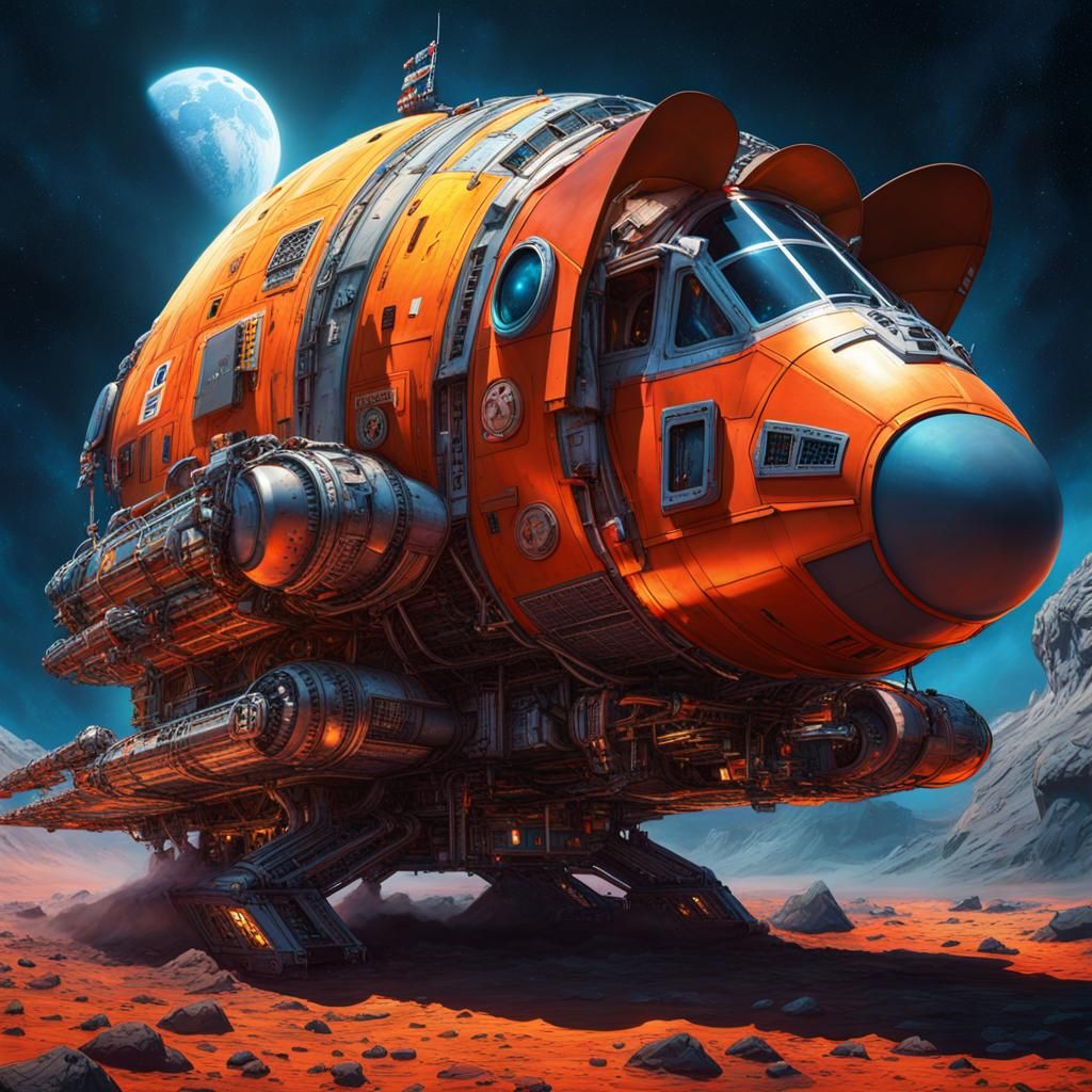 Tardigrade Spaceship Landing: Hyperrealistic Lunar Concept A...