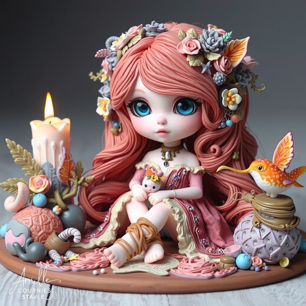 Hyper-Realistic Polymer Clay Figure with Whimsical Touches