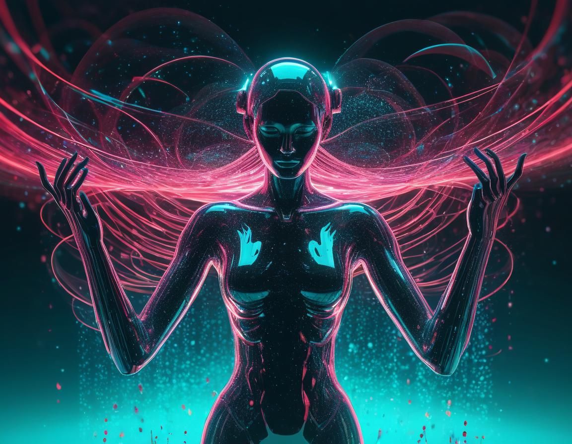Ethereal Abstract Art with Glowing Neon Effects