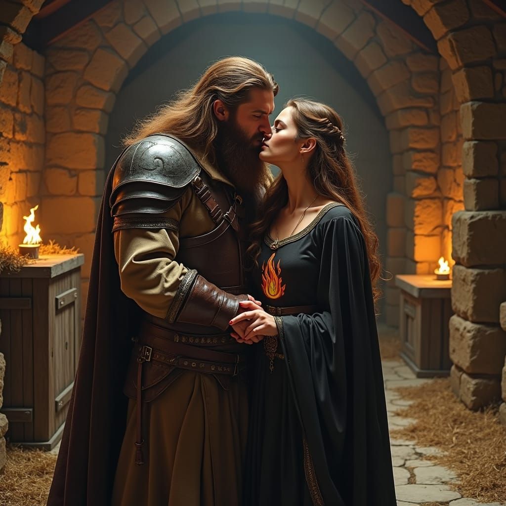 Romantic Kiss in Fantasy Inn, Historical Realism