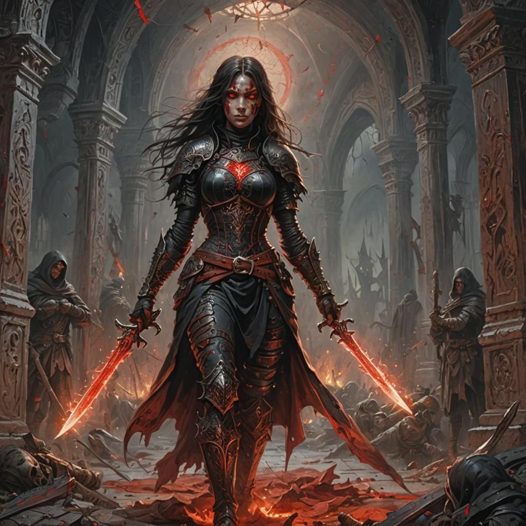 Heroic Fantasy Warrior Thief with Glowing Daggers