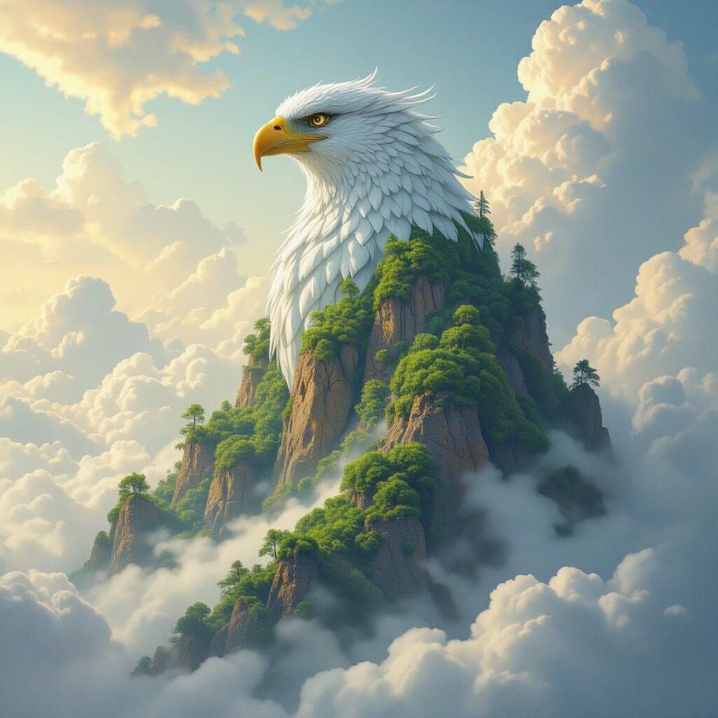 Griffin Mountain Soars Skyward in Digital Art Style