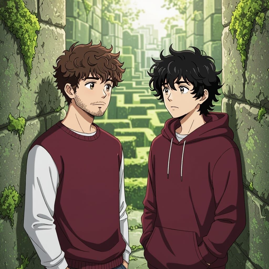 Bewildered Young Men in Manga Style Art