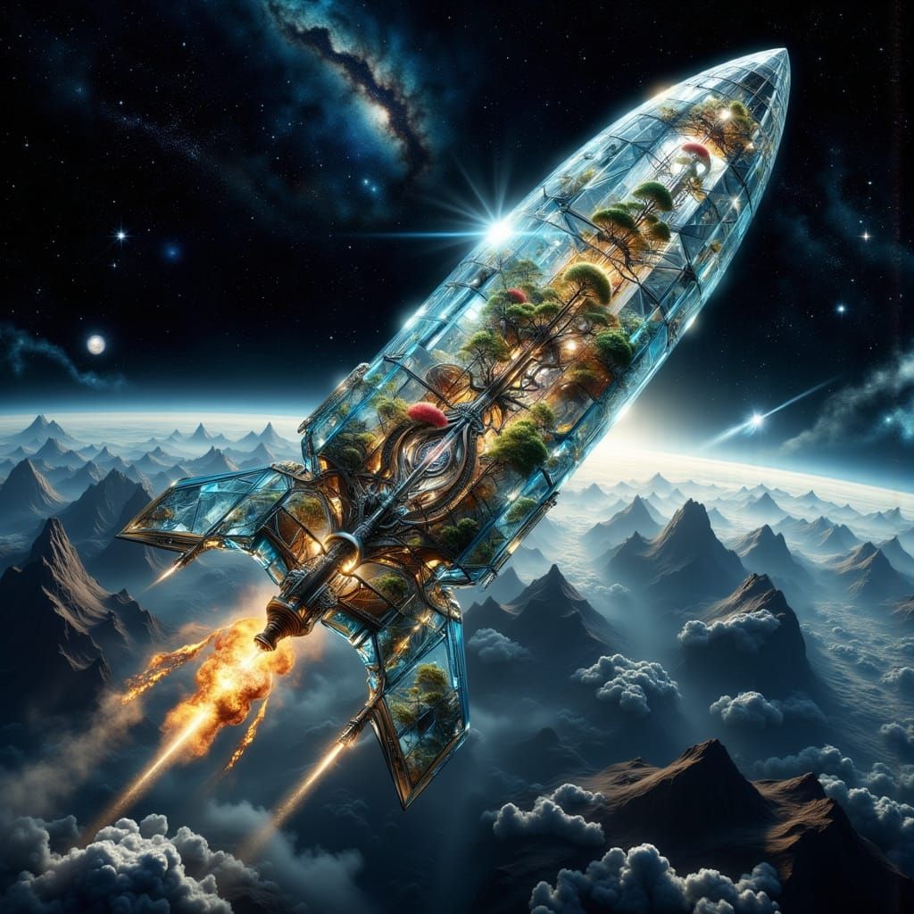 Glass Rocketship Soaring Through Space in Hyperkraximalismus...