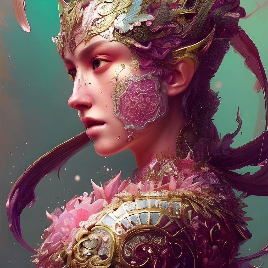 Fierce Princess in Candy-Pink Filigree Armor
