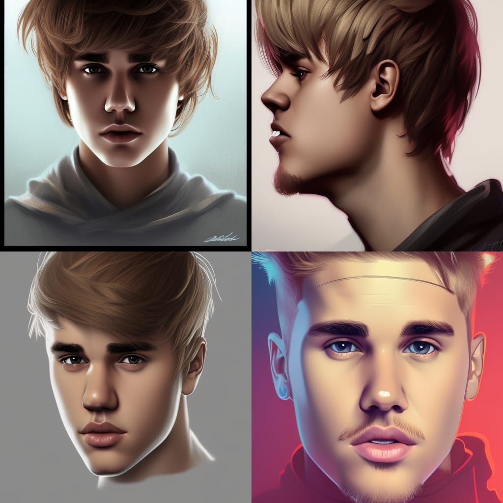 Justin Bieber Portrait in Hyperdetailed Lighting