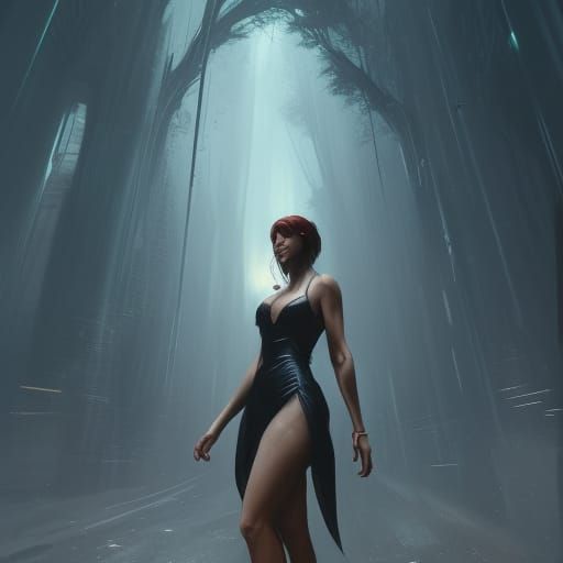 Woman in Tight Dress: Dark Fantasy Concept Art