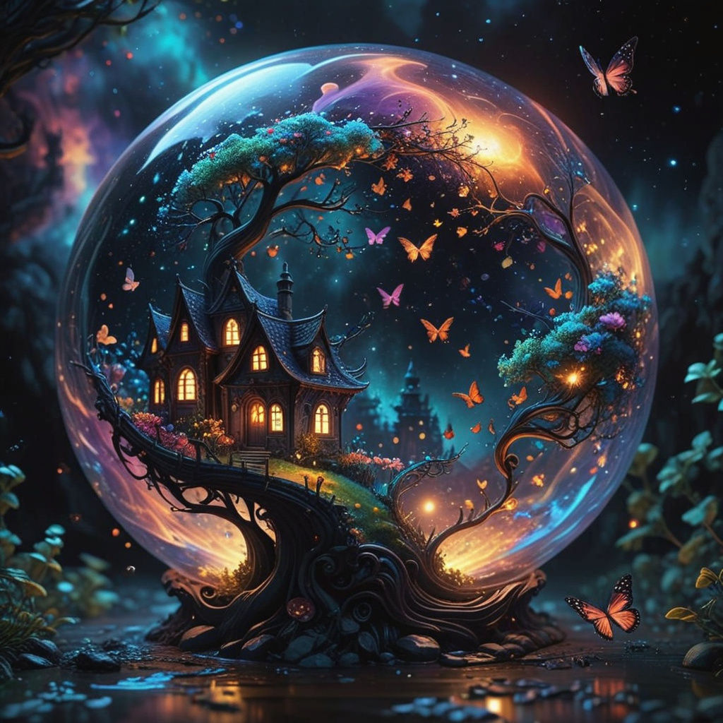 Enchanted Whimsy Landscape in Vibrant Oil Painting Style