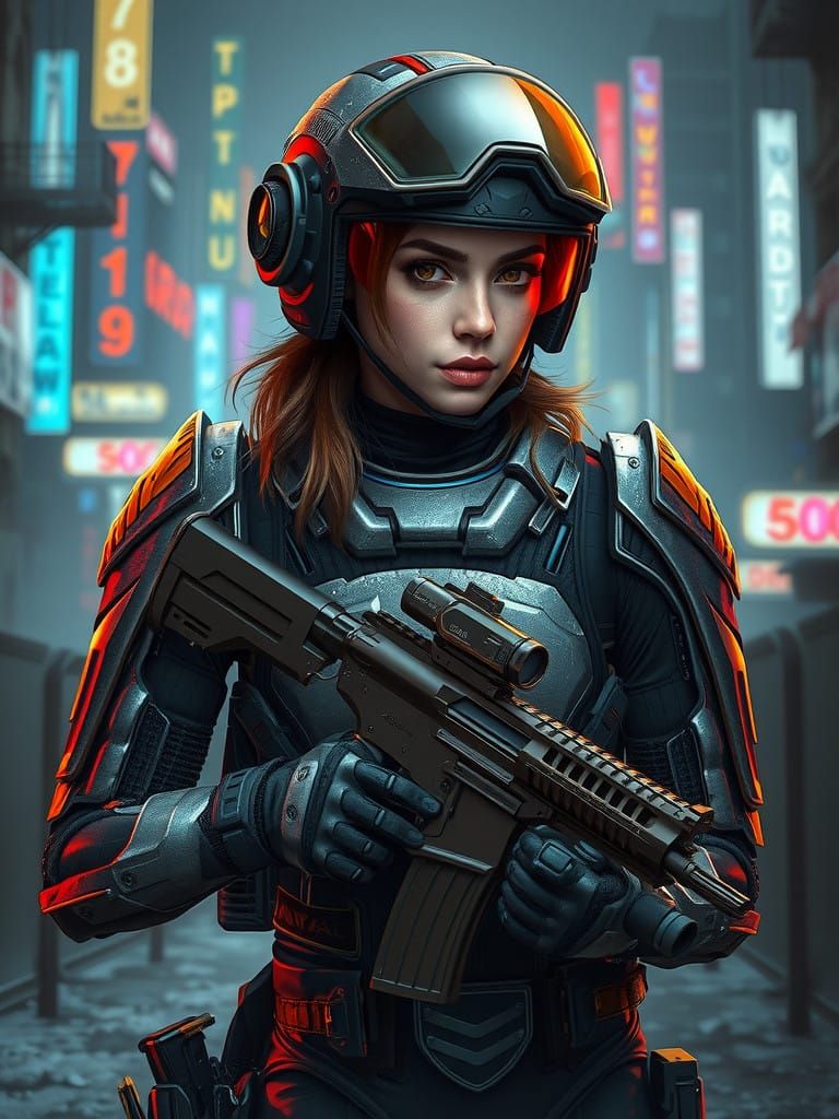 Dystopian Futurist Soldier in Exosuit Concept Art