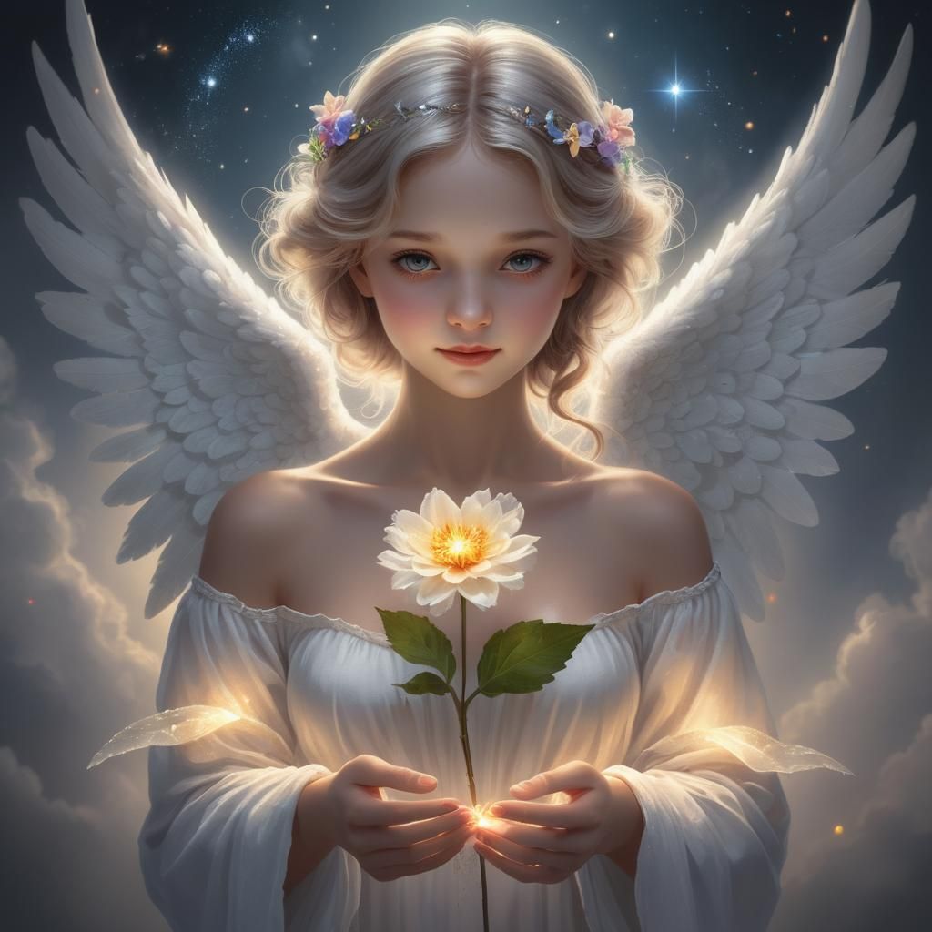 Angel with Illuminated Flower