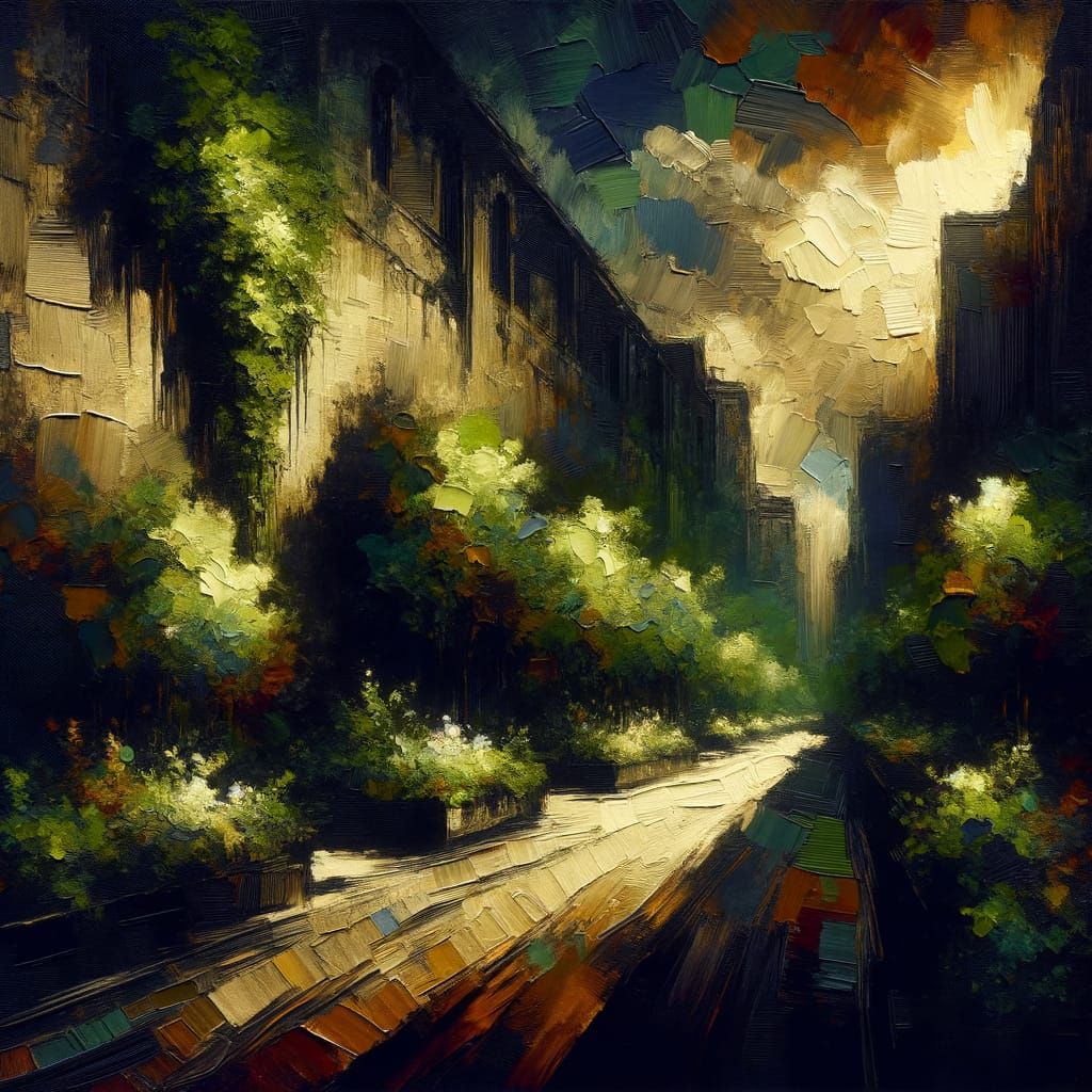 Lush Vegetated Wall in Early Expressionist Style