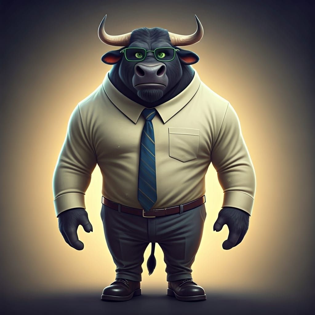 Fierce Bull Office Worker in 3D Digital Art