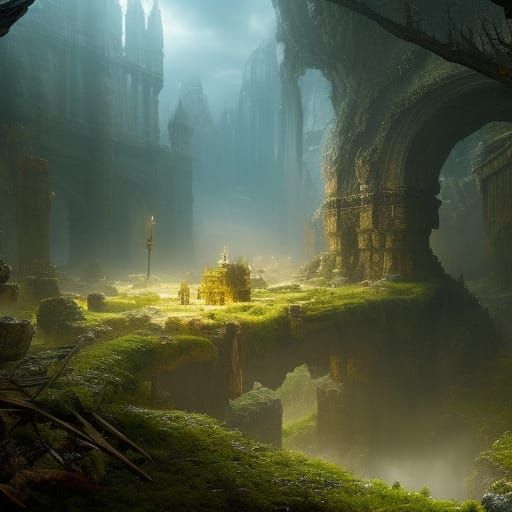 Dark Fantasy Treasure Map Art in Epic Style