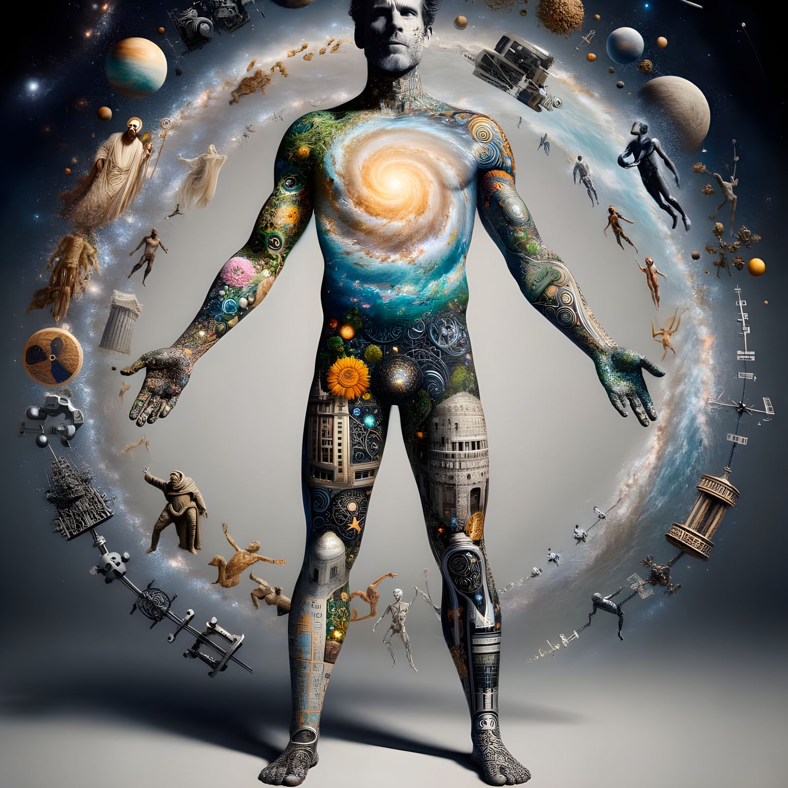 Cosmic Canvas Human Embodies Universe's Wonders in Impressiv...