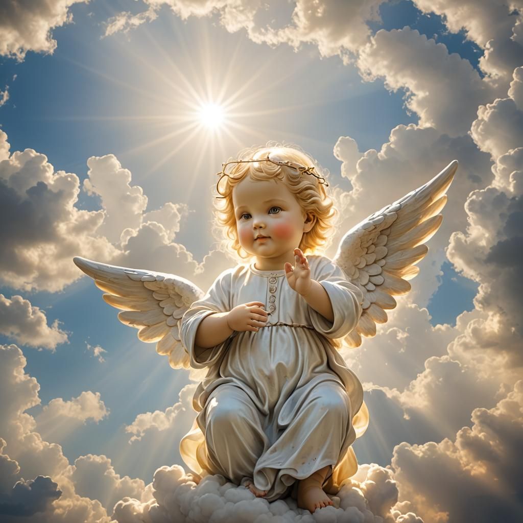 Serene Baby Angel in Heavenly Light