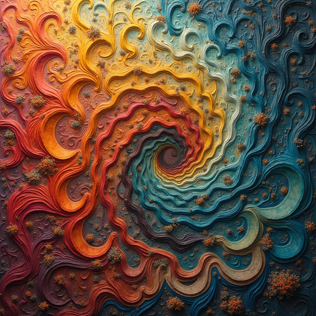 Vibrant Art Nouveau Pattern with Swirling Curves