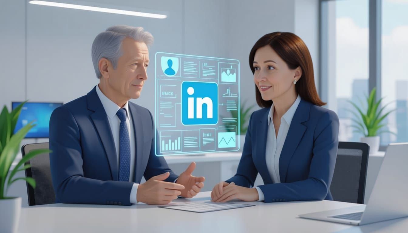 Professionals Engage Holographic LinkedIn Interface in Cinem...